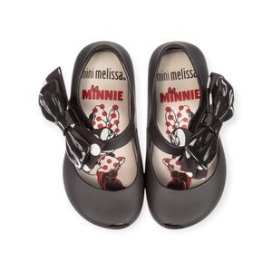 Mini Melissa 𖠌 Minnie Mouse Disney Ultra Bow Jelly Flat Shoes 𖠌 Black 𖠌 Girls 10